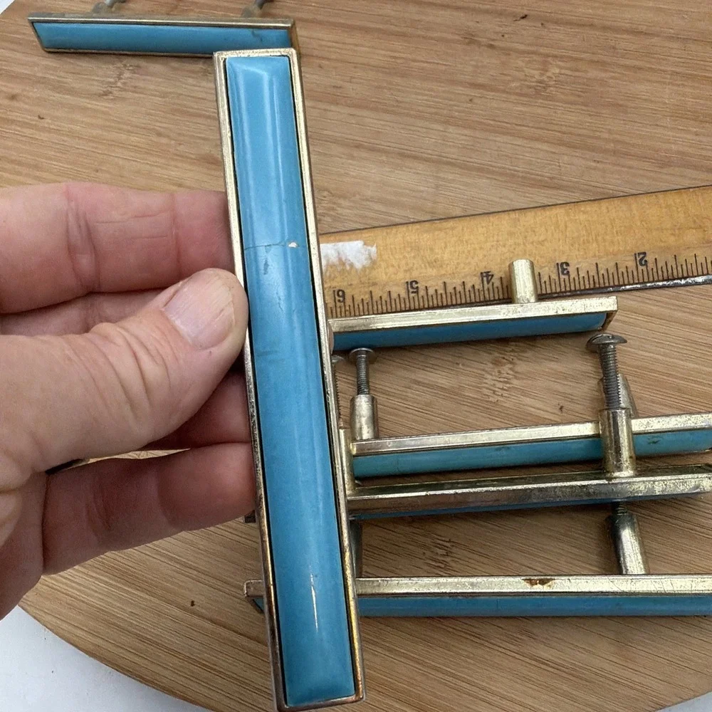 Porcelain Drawer Pulls Blue Gold American Revolutionary Bicentennial Set Of 6